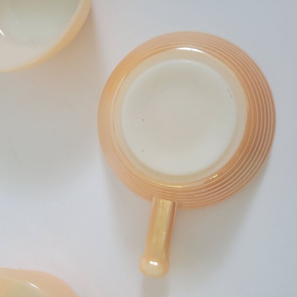 Set Of 3 Vintage Fire King Peach LustrePlatonite  Soup Bowls With Handles - Picture 4 of 5